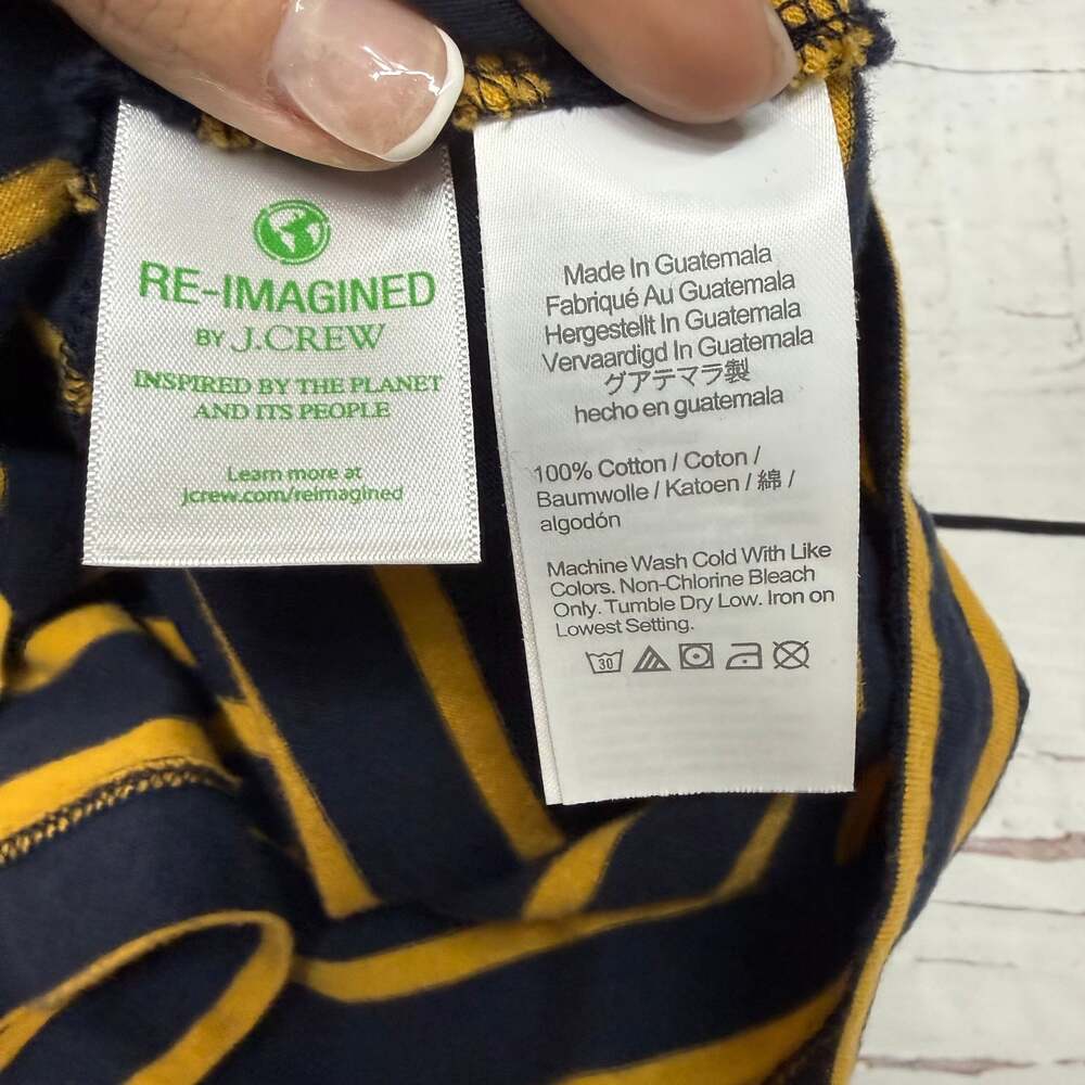 J.Crew Re-Imagined Navy Yellow Striped Long Sleeve Top Size M - Picture 6 of 8